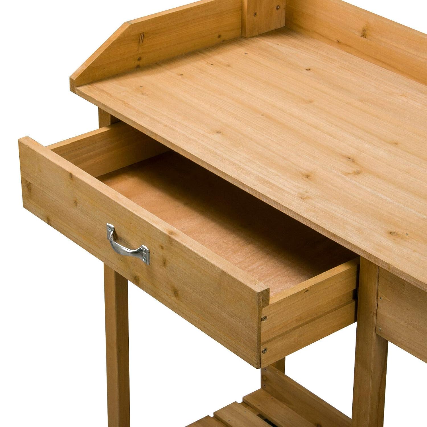 48' Wooden Outdoor Indoor Planting Gardening Garden Potting Bench Workbench Workstation Table Removable Sink Drawer 2 Tiers Storage Shelves Rack Open Shelf 3 Side Hooks Gardening Supplies Tools Storag