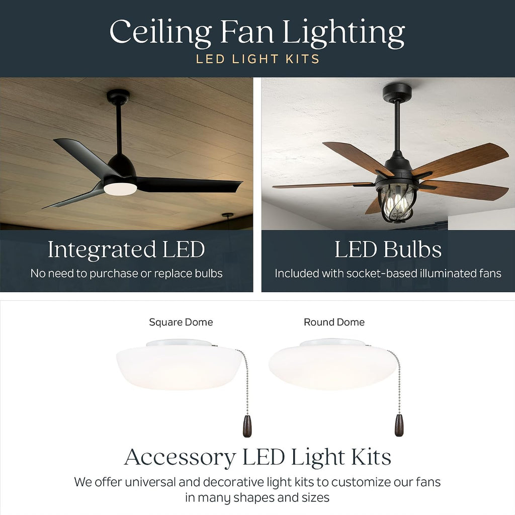 Kichler Ridley II 52' Ceiling Fan and Light Kit in Natural Brass, 3-Blade LED Ceiling Fan in Cherry Finish, 3000K, (52' W x 14.5' H), 300027NBR