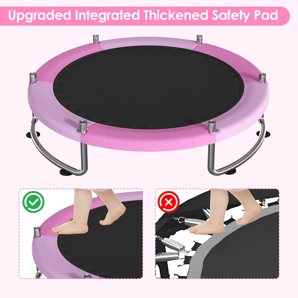 Trampoline for Kids, Upgrade Full Anti-Rust 440lbsToddler Trampoline with Net,Upgraded Ring Legs with Adjustable Gymnastics Bar&Toys, Gifts for Ages 1-8 Boys&Girls