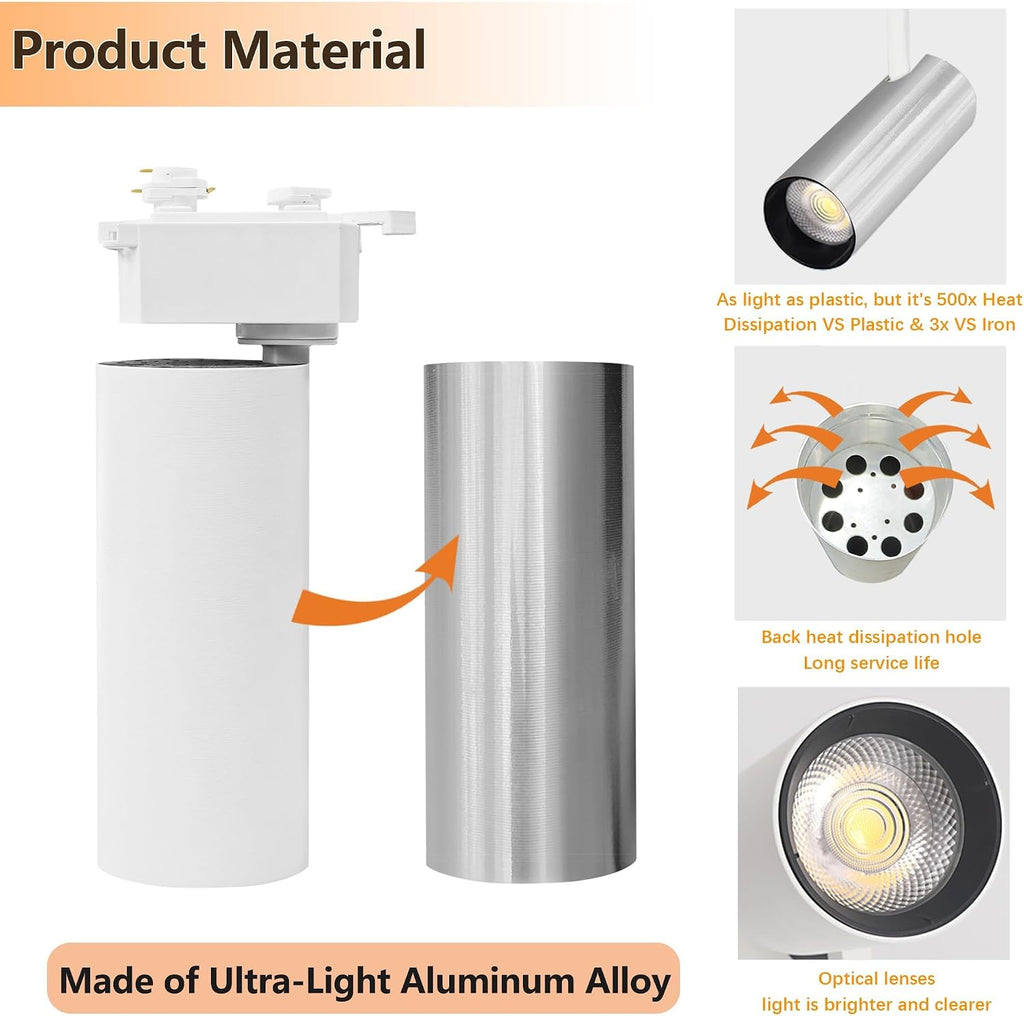 Ultra-Bright H Type White Track Lighting Kit with 13.1 FT Track Rails, 12 Heads 3000K Warm White 20W 2400lm, Dimmable Plug in LED Track Lights Modern Indoor Spotlight Fixture