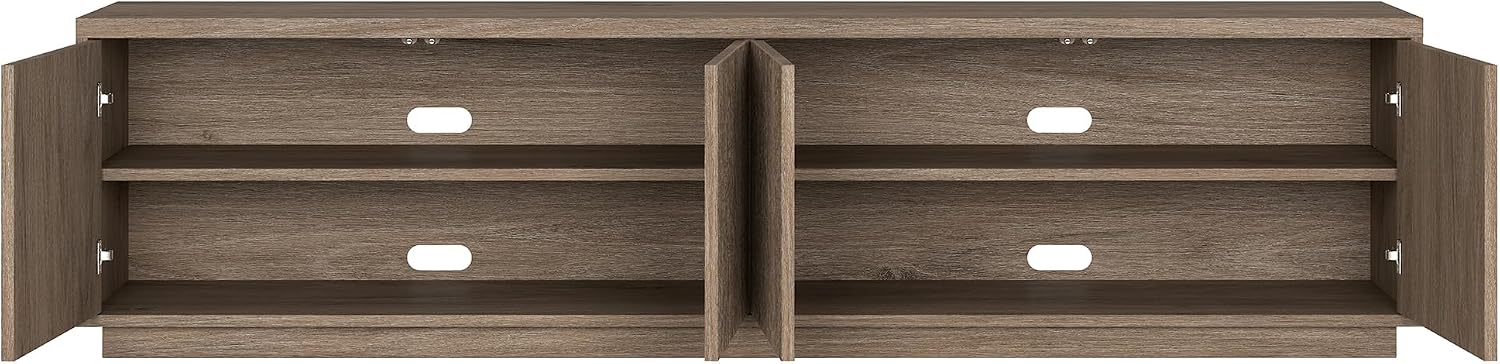 Henn&Hart Fluted TV Stand for TVs up to 85' with 2 Concealed Ribbed Storage Cabinets and Adjustable Shelves for Living Room, Family Room, or Office, Weathered Gray