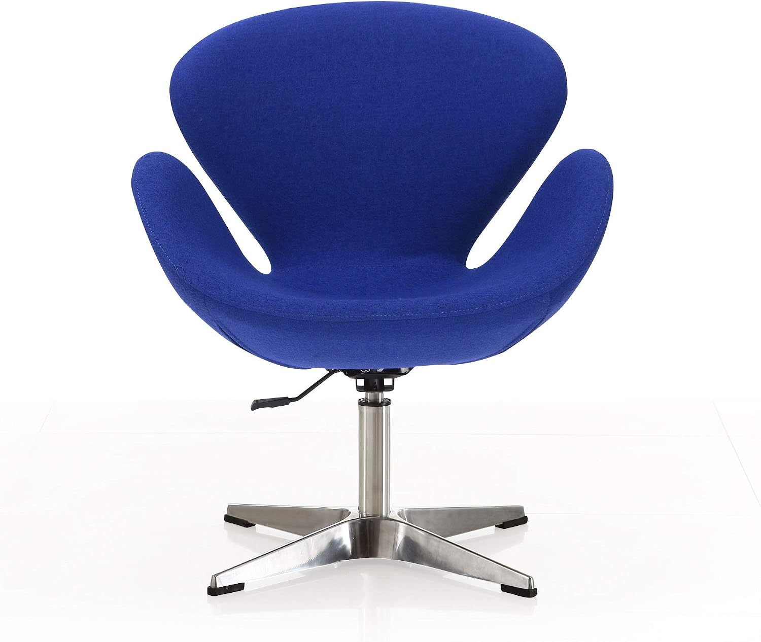 Manhattan Comfort Raspberry Adjustable Swivel Accent Chair Set of 2 with 360° Turn, Polished Chrome Base, Modern Retro Design, Ideal for Living Room and Home Office, Set of 2, Blue