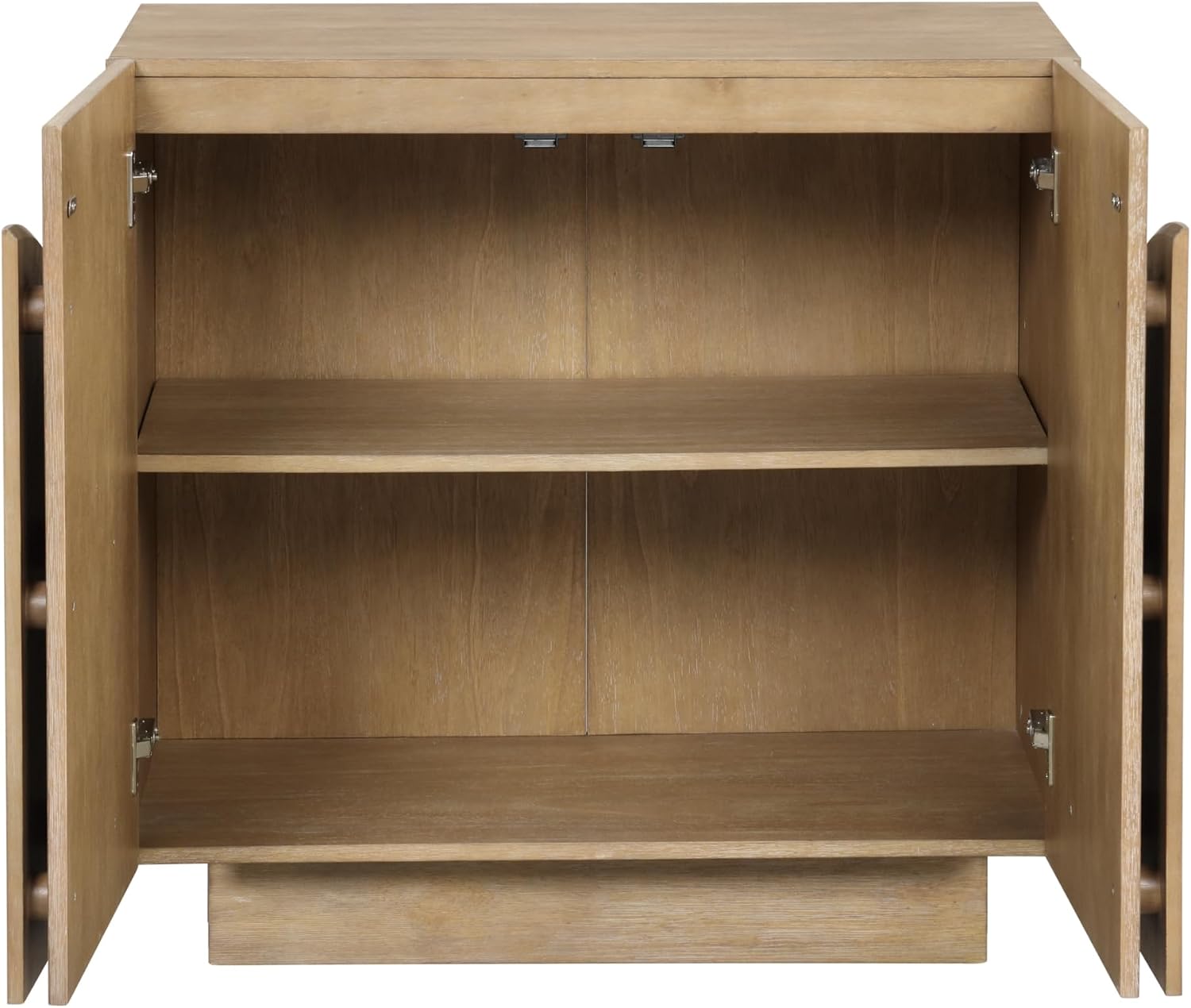 Nathan James Iris Sideboard and Bookcase Set, Mid-Century Modern Solid Wood Storage Unit with Arched Doors, 2 Cabinets and 2 Bookshelves with Cabinet, Light Brown
