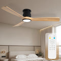 Ceiling Fan with Lights,52 Inch Wood Flush Mount Ceiling Fans with Remote Control,Dimmable Light,3 CCT,6 Speeds,Noiseless,Ceiling Fan for Bedroom,Living Room,Office,Indoor,Natural Wood and Black