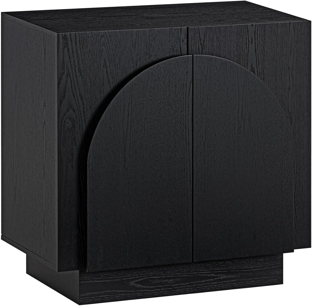 Nathan James Iris Mid-Century Modern Credenza, Black Sideboard Buffet, Living Room Wood Storage Cabinet with Arched Cabinet Doors, Black Credenza Cabinet for Kitchen or Living Room, Black Oak