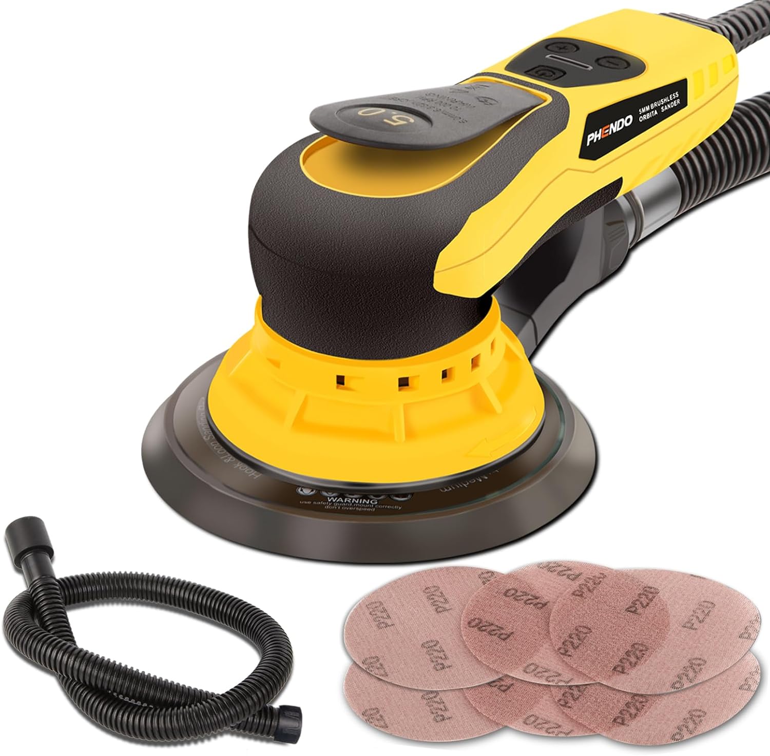 Electric Random Orbital Sander Brushless 350W 3A Multi-function Variable Speed Corded Orbital Sanders Machine For Woodworking, Car, Drywall Sanding, Polishing…