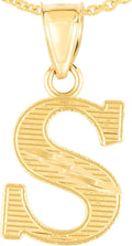 Floreo 10k Yellow Gold 0.45' Personalized Lighting Alphabet Letter A - Z Initial Charm Pendant with optional Extendable Chain Necklace