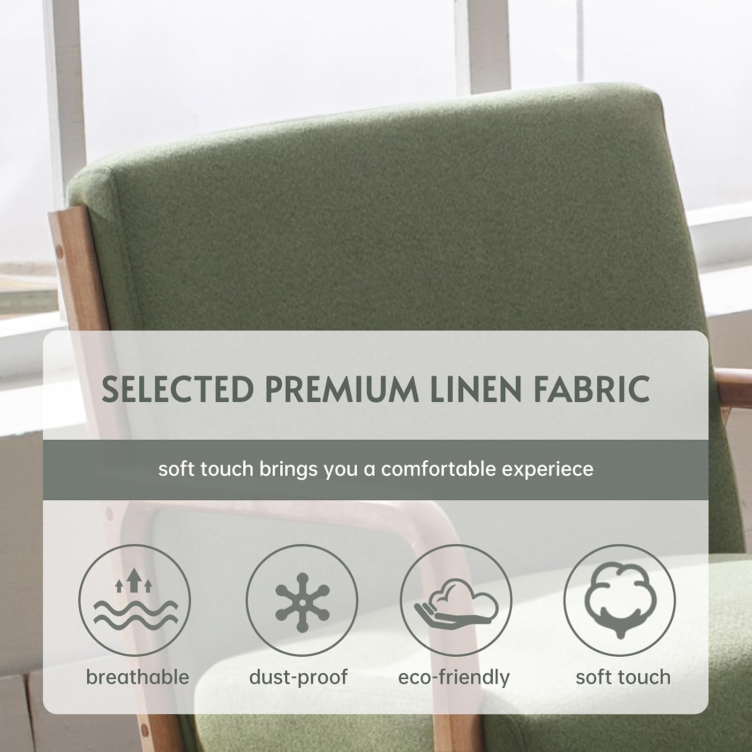 ANJ Mid Century Modern Accent Chairs Set of 2, Comfy Fabric Reading Chair with Solid Wood Frame, Easy Assembly Armchair for Living Room Blackish Green 2