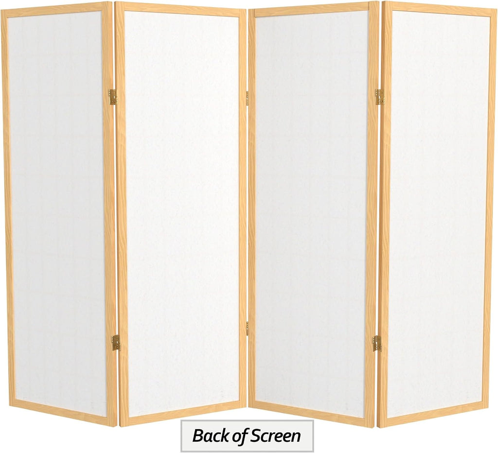4 ft. Short Window Pane Shoji Screen - Natural - 4 Panels