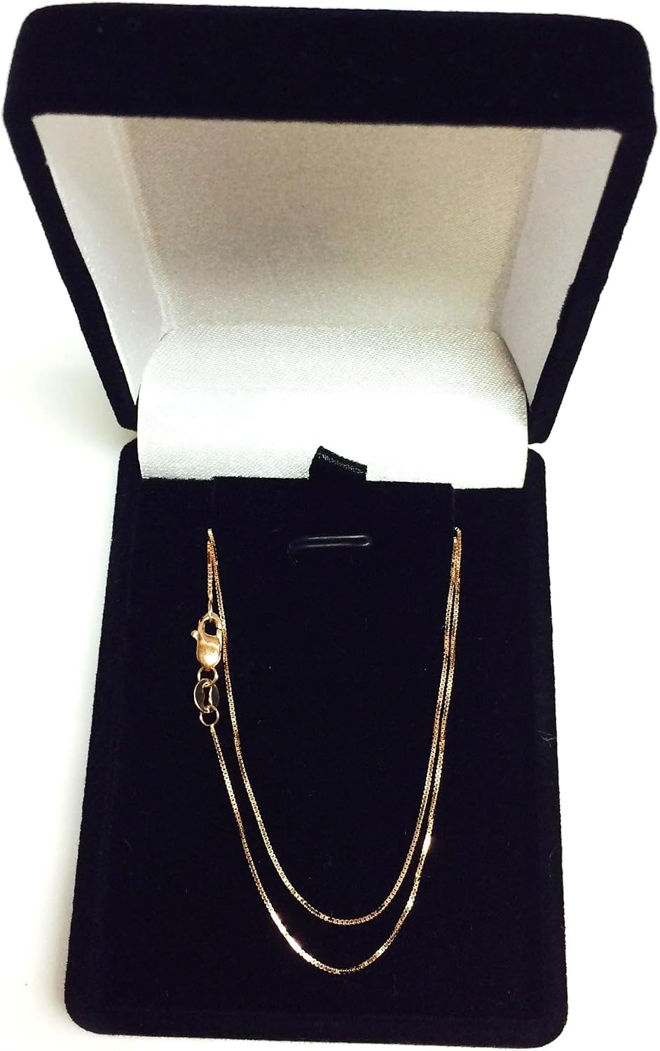 Jewelry Affairs 14k Rose Solid Gold Mirror Box Chain Necklace, 0.6mm