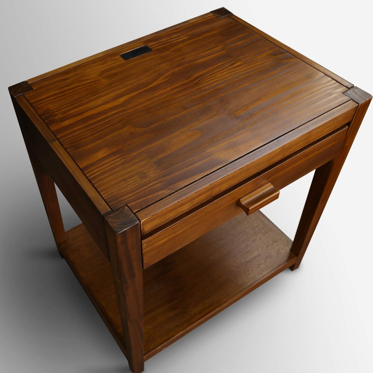 Notre Dame Nightstand with USB Port-Warm Brown