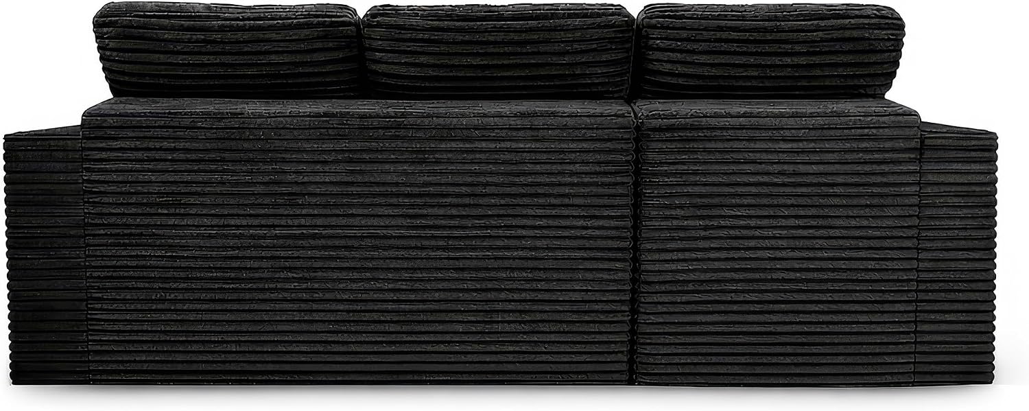 Eafurn 105' L-Shaped Boneless Modular Sectional Sofa with Movable Ottoman, Comfy Corduroy Floor Couch with Deep Seat and Tufted Seat, Flexible Module Combination for Living Room, No Assembly