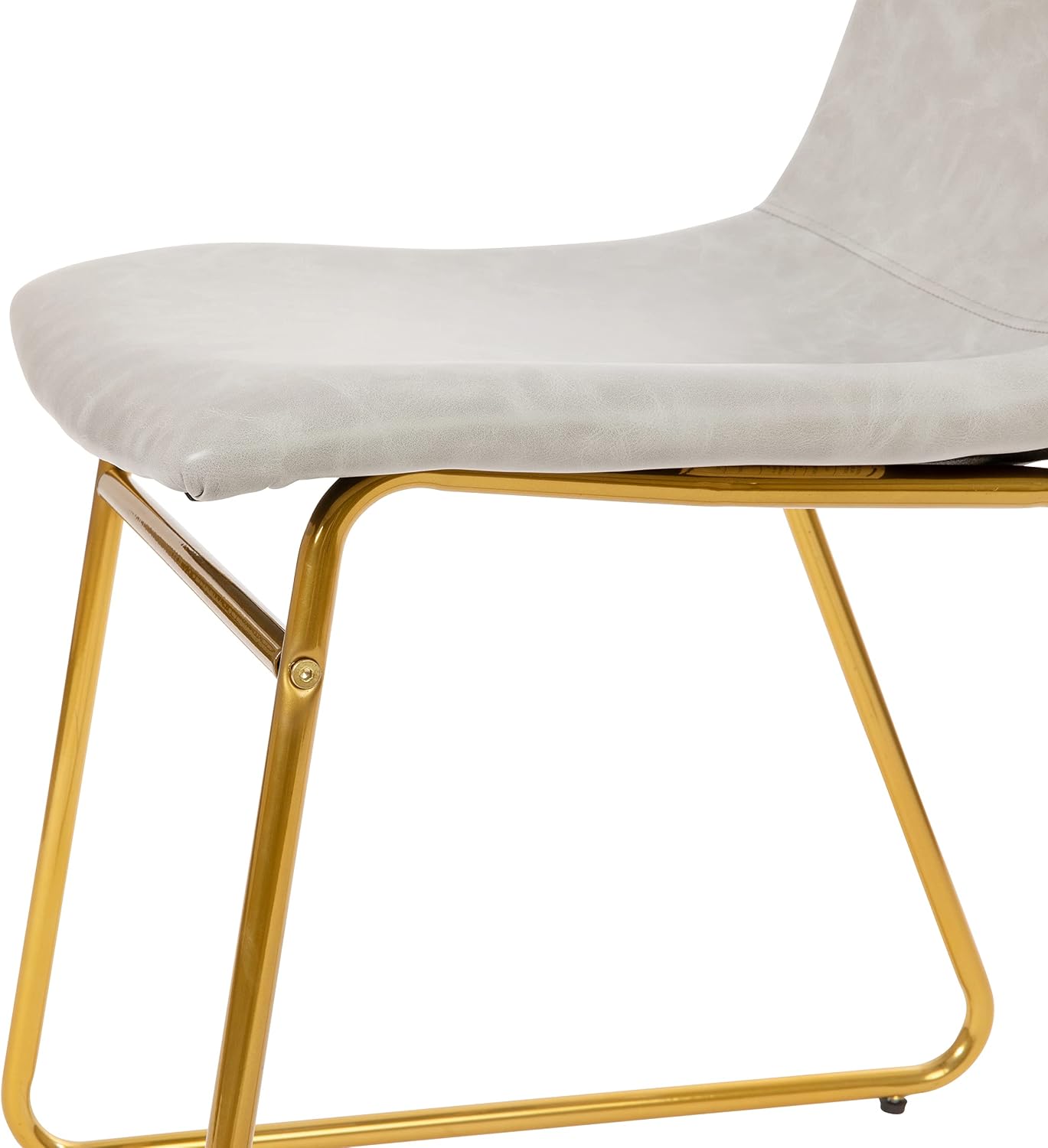 Flash Furniture Butler 18' LeatherSoft Dining Table Height Chairs, Mid-Century Modern Bucket Style Dining Chairs, Set of 2, Light Gray/Gold