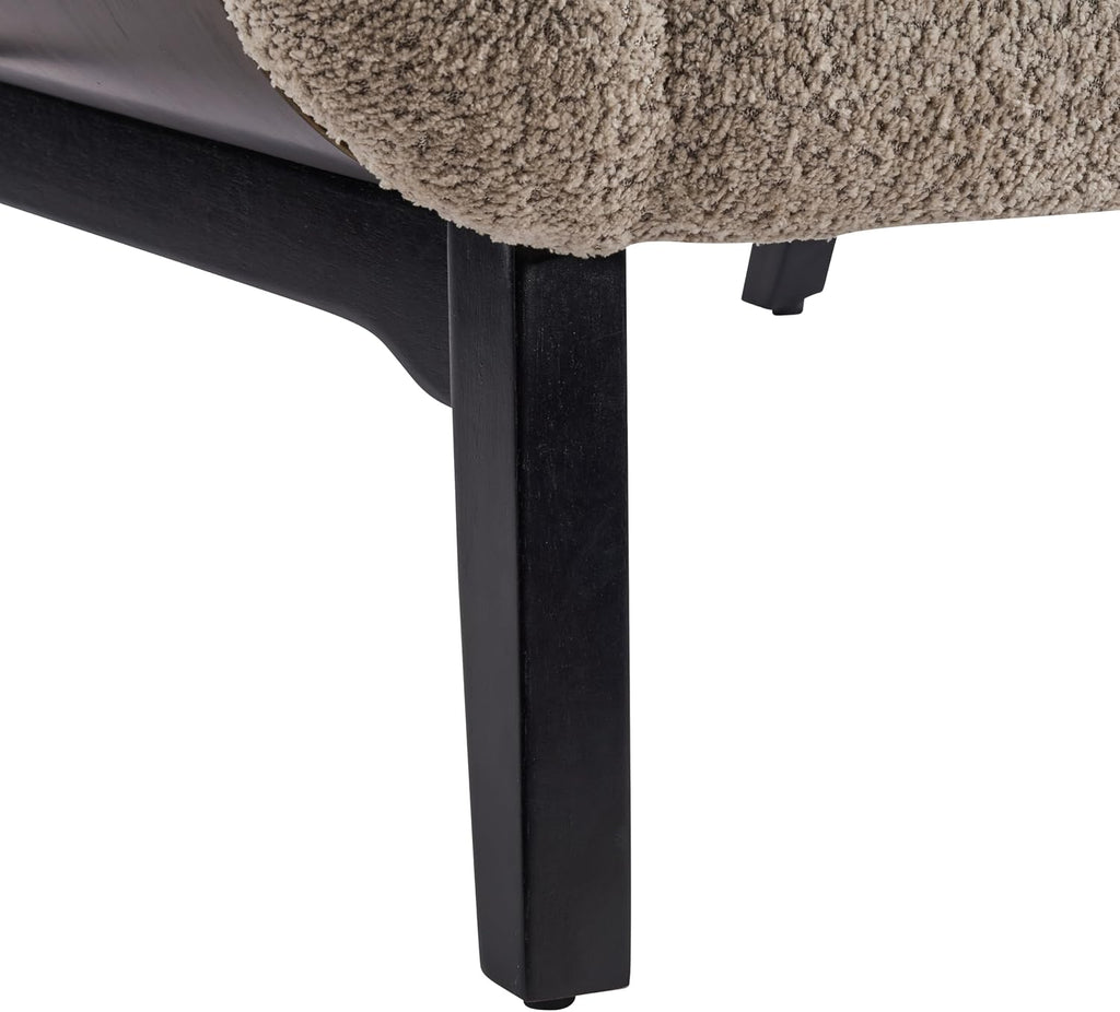 Christopher Knight Home Audrey Boucle Upholstered Accent Chair, Living Room Low Profile Armchair, Solid Wood Comfy Reading Chair, Modern Single Lounge Sofa, Light Camel