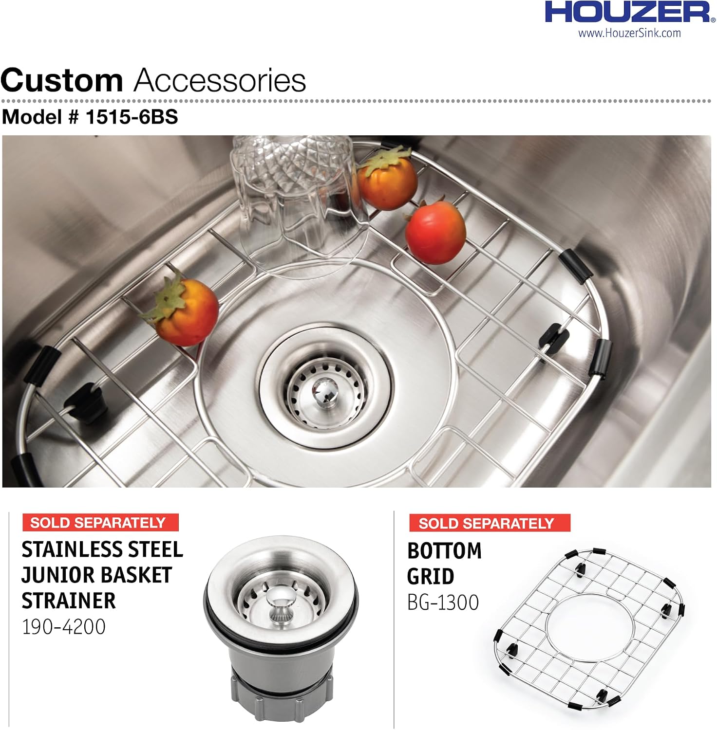 Houzer Hospitality Stainless Steel Kitchen Bar & Prep Sink - 18 Inch Drop-In Topmount Round Sink for Bar & Kitchen, Durable & Versatile, Nested 40-Pack - 1515-6BS-40