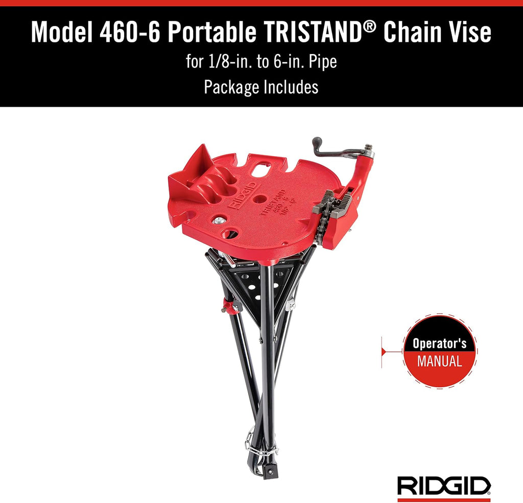 Ridgid 36273 Portable Tristand Chain Vise, Red
