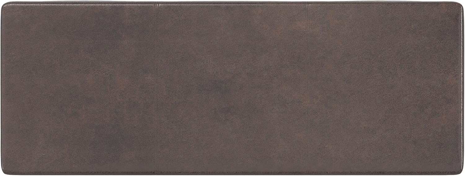 SIMPLIHOME Avalon Storage Ottoman Bench - 48' Wide x 16' High Upholstered Vegan Leather Rectangular Lift-Top Ottoman in Distressed Brown, Contemporary Bench for Living Room with High-Density Foam