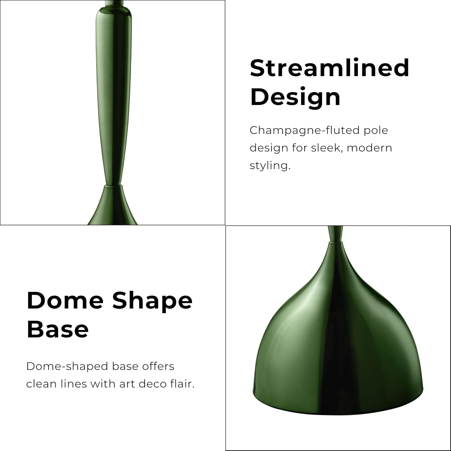 Homes: Inside + Out Halric Modern 24' Tall Round End Table with Decorated Tabletop and Iron Metal Base, Accent Furniture, Elegant Pedestal Stand for Living Room, Home Office, Chrome Green