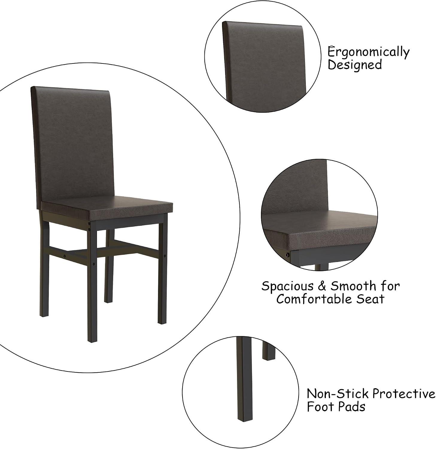 DKLGG Dining Table Set for 4, Modern Kitchen & Dining Room Sets Faux Marble Table with 4 Leather Chairs for Small Space, Home Kitchen, Apartment, Brown
