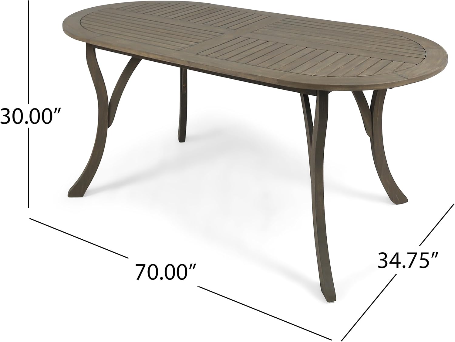 Christopher Knight Home Great Deal Furniture Christopher Knight Home Baia Outdoor Acacia Wood 70' Oval Dining Table, Gray Finish