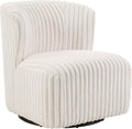 OSP Home Furnishings Lucia Modern Barrel Swivel Accent Chair, White Cord Fur Fabric