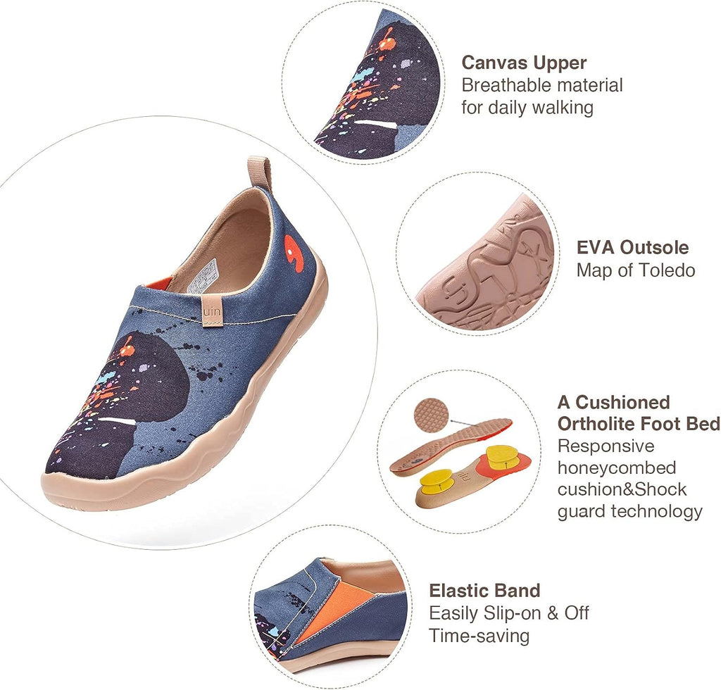 UIN Men's Walking Travel Shoes Slip On Canvas Casual Loafers Lightweight Comfort Fashion Sneaker Happy Doggies