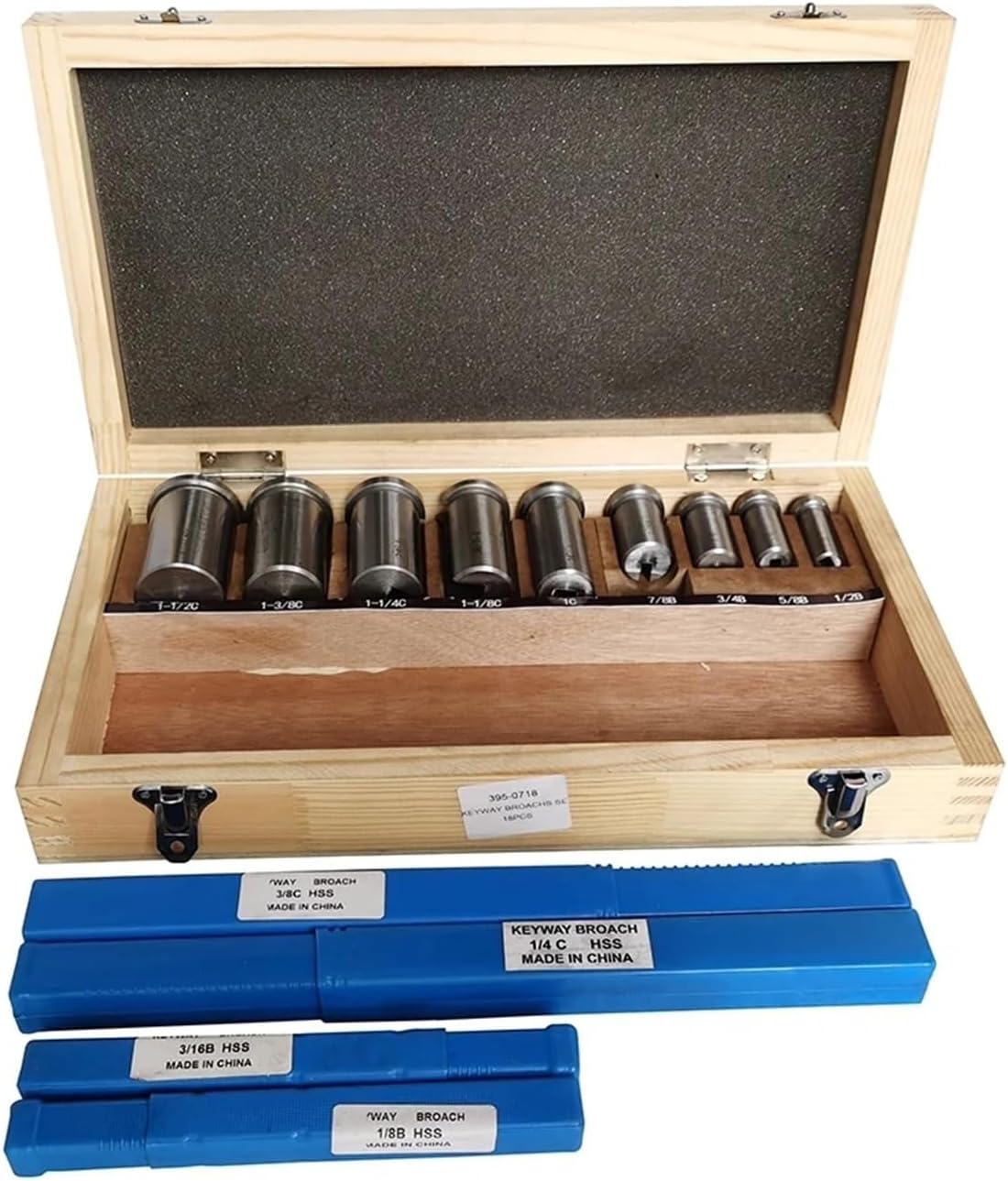 18pcs CNC Keyway Broaches Set Bushing Shim Set 1/2-1-1/2 Broaching Inch Sized High Speed Steel Cutting Tool High Performance