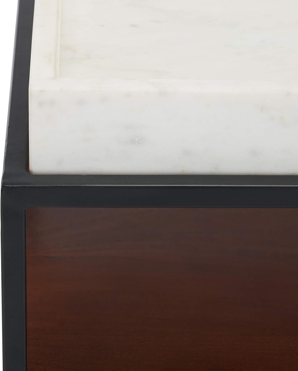 SAFAVIEH Home Kya White Marble and Walnut 2-Tier Accent Table