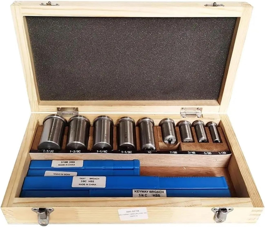 18pcs CNC Keyway Broaches Set Bushing Shim Set 1/2-1-1/2 Broaching Inch Sized High Speed Steel Cutting Tool High Performance