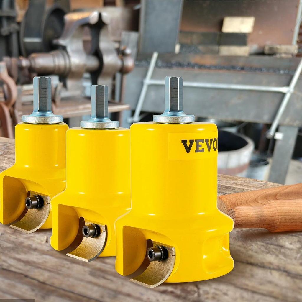 VEVOR Tenon Cutter, 1'/25.4mm & 1.5'/38mm & 2'/50.8mm, Premium Aluminum & Steel Log Furniture Cutter, with Dual Curved Blades & Button Screws Home Master Kit, Commercial Starter's Tool for Home DIY