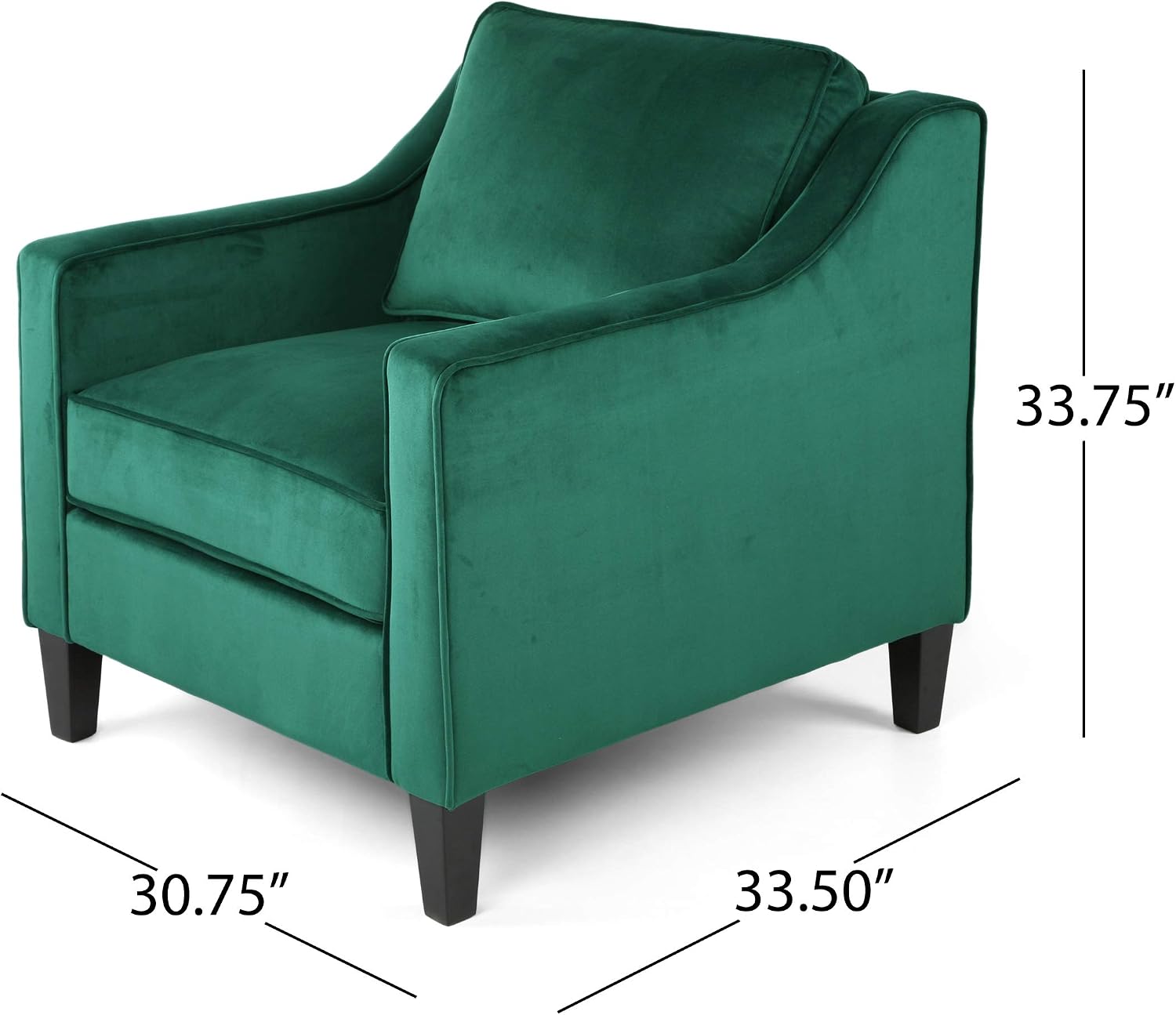Christopher Knight Home Rachel Contemporary Velvet Club Chair, Green, Dark Brown