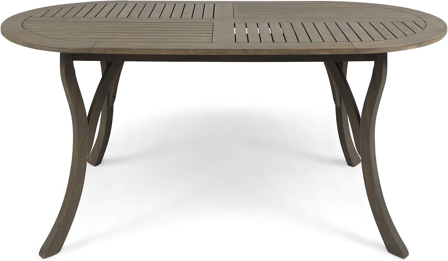 Christopher Knight Home Great Deal Furniture Christopher Knight Home Baia Outdoor Acacia Wood 70' Oval Dining Table, Gray Finish