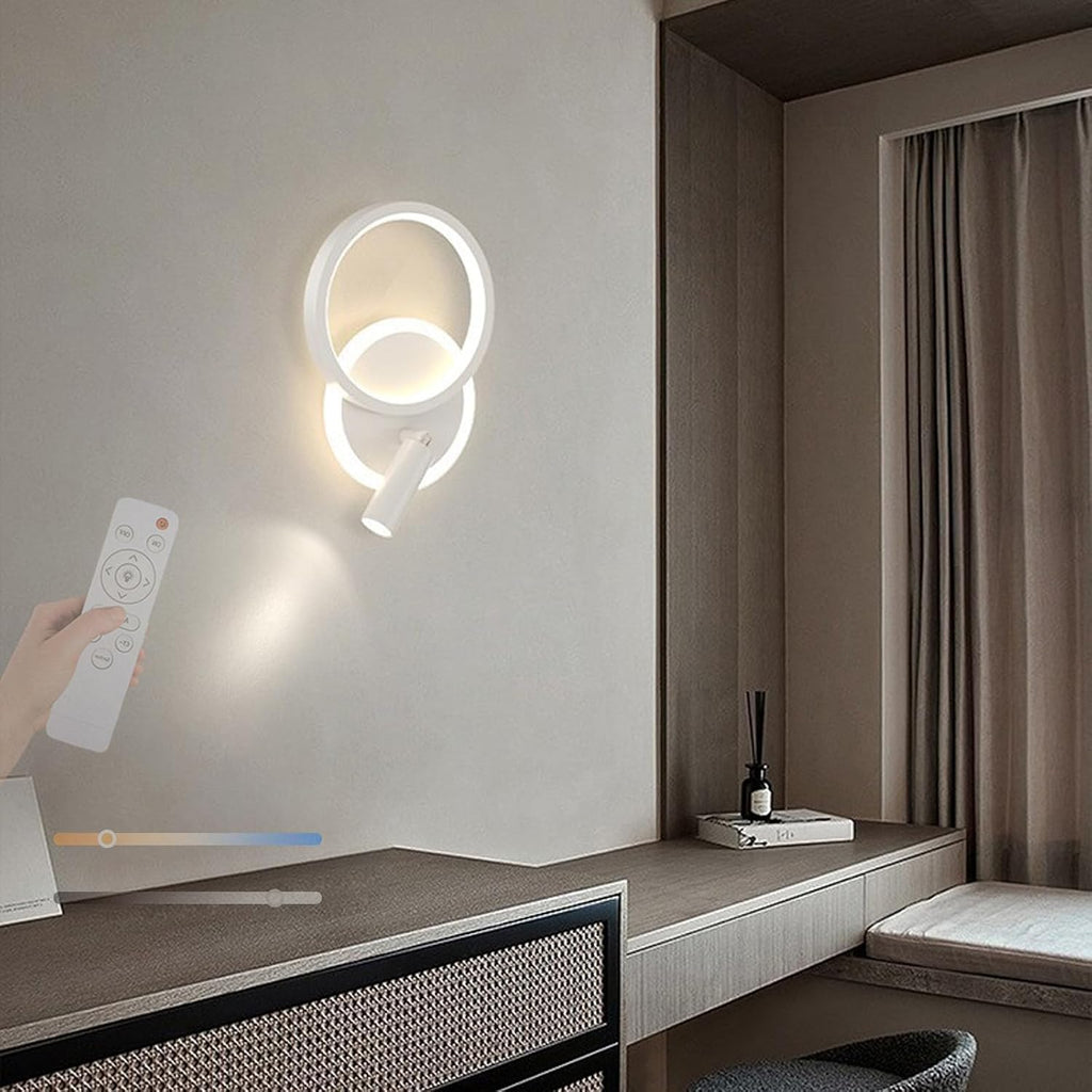 Wall Lamps Lights LED Indoor with Remote Control Dimming with Adjustable Spotlight Aluminium Acrylic for Living Room Bedroom (White)