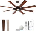 72 Inch Ceiling Fan with Light,Smart Ceiling Fan with Alexa Control,Large Oil Rubbed Bronze Indoor Outdoor Ceiling Fan,Modern Quiet Fan with Dual Finish 8 Blades for Patio, ZCCF05ORB-72