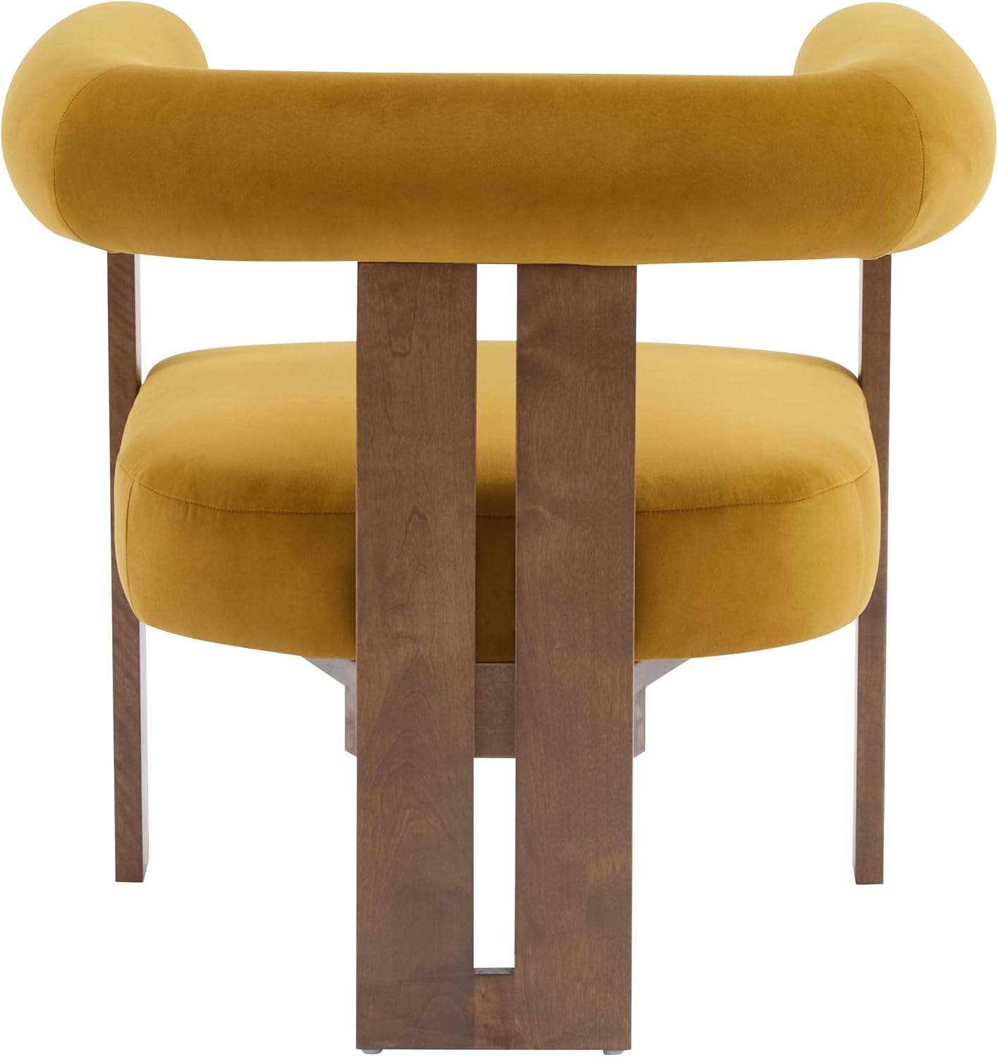 Christopher Knight Home Linton Modern Velvet Upholstered Accent Chair, Living Room Solid Wood Lounge Chair, Bedroom Soft Cushion Comfy Reading Chair, Home Office Sofa Armchair, Mustard Yellow+Brown