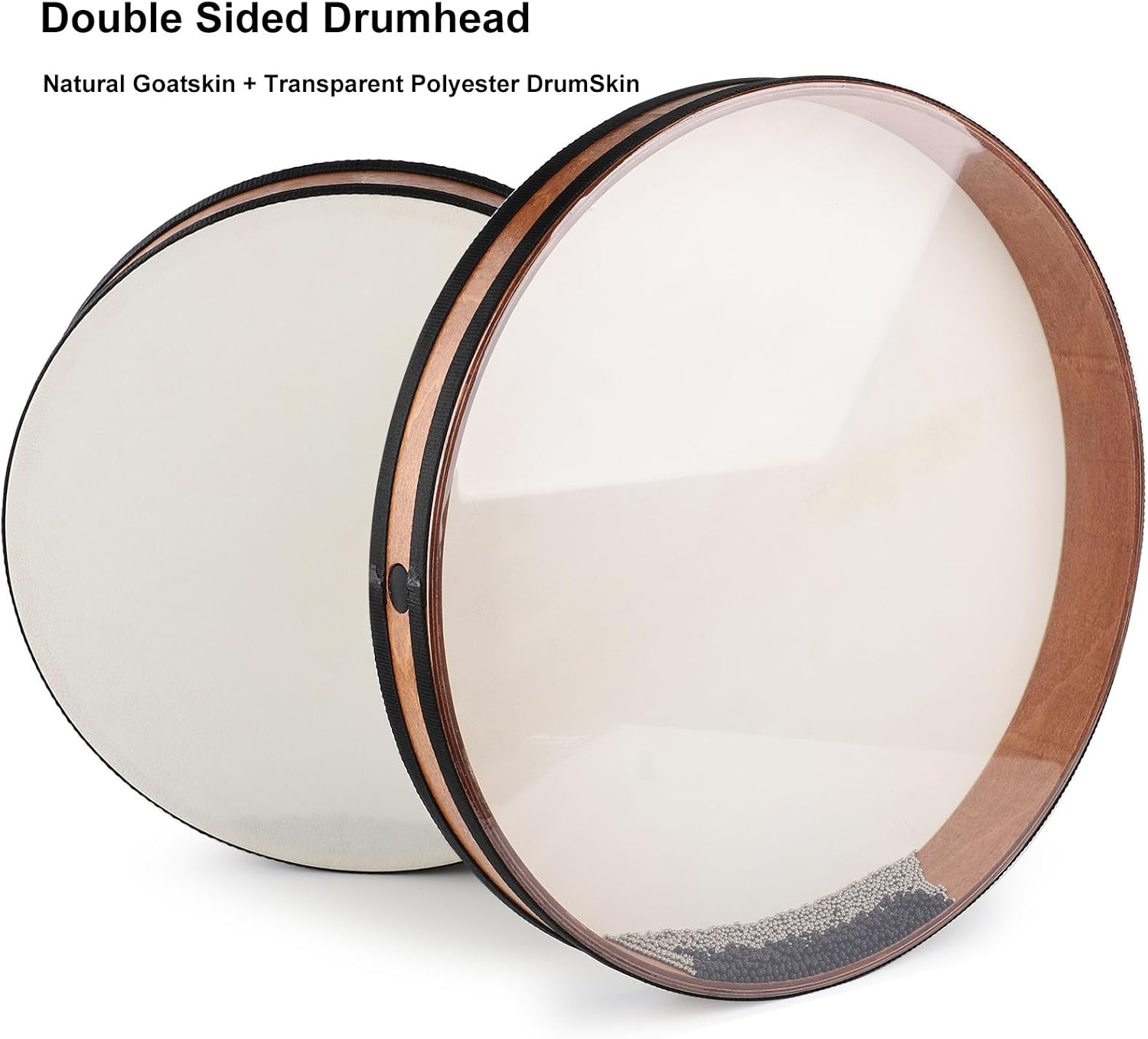 Ocean Drum 20 inch Large Size Goatskin Wave Drum with Beads, Bag, Sound Healing Instrument for Yoga Meditation Relaxation Sound Bath