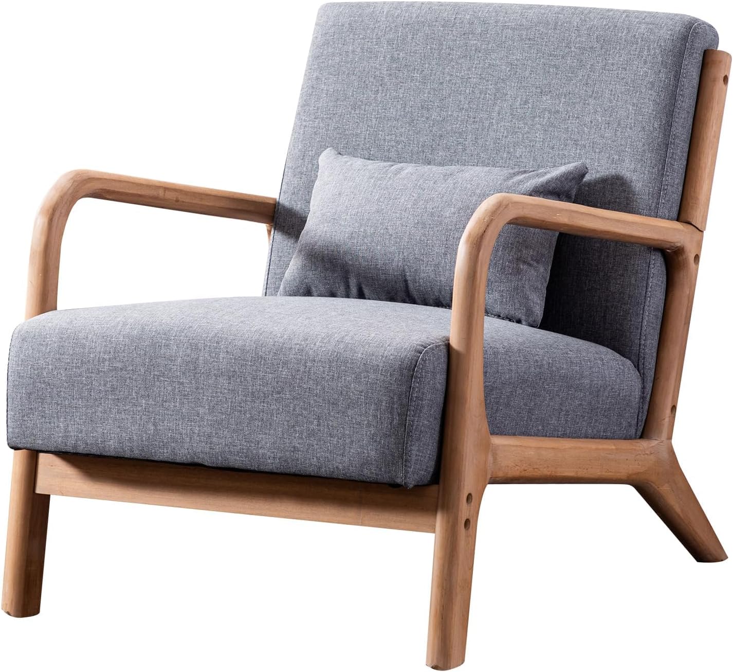 ANJ Mid Century Modern Accent Chairs Set of 2, Comfy Fabric Reading Chair with Solid Wood Frame, Easy Assembly Armchair for Living Room,Grey