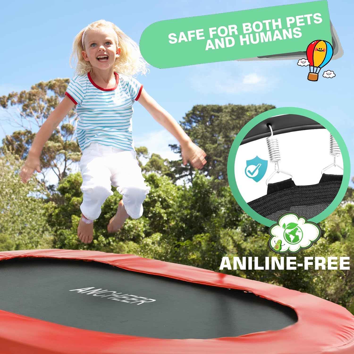 Trampoline for Kids, Toddler Trampoline Indoor Sports and Outdoor Games 56' Kids Rebounder 220LBS Capacity with Adjustable Safety Handrail Foldable Jumper for Boy Girls ASTM Certified