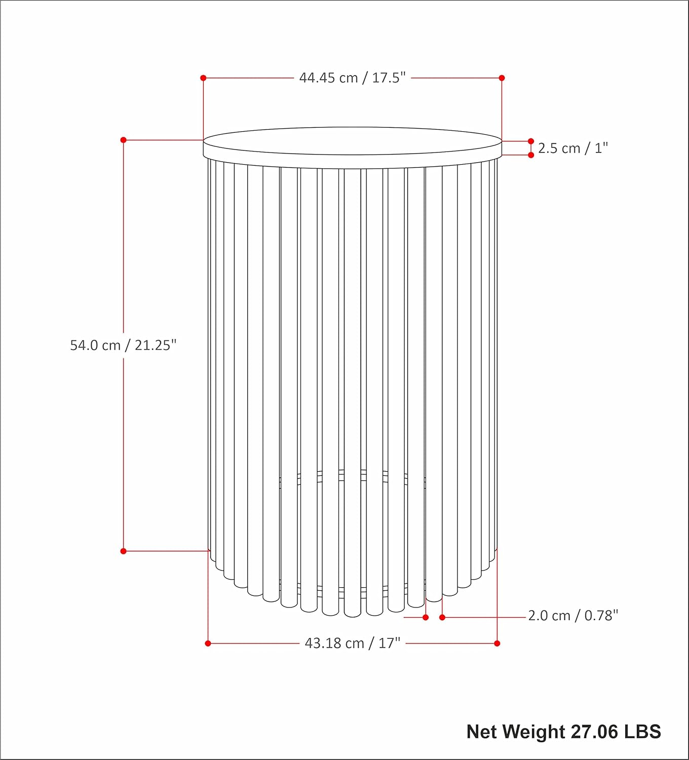 SIMPLIHOME Demy Metal and Wood Accent Table - 18 inch Wide Solid Metal Round End Table in Cognac and Gold, Contemporary Side Table or Coffee Table for Living Room with Compact Design, Assembled