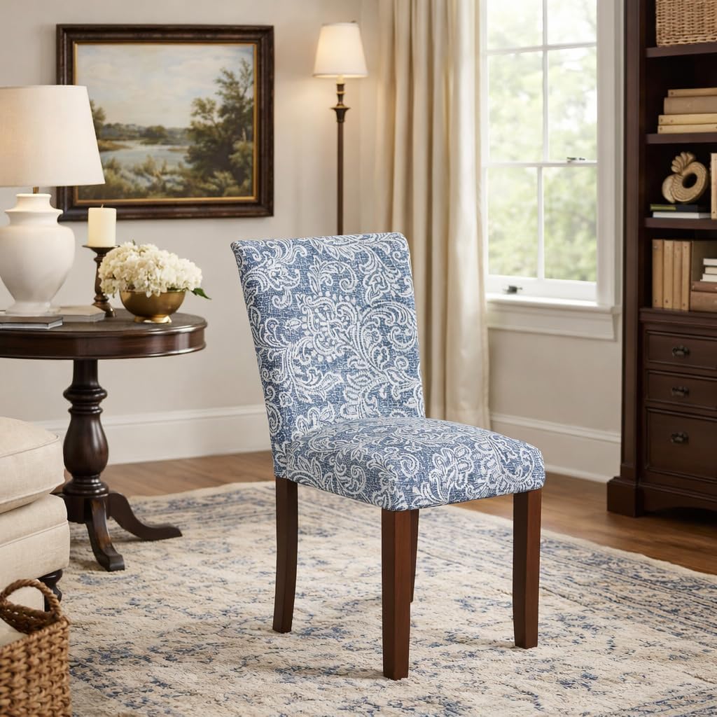HomePop Classic Parsons Dining Chair -Denim Jacobean Print (Set of 2)