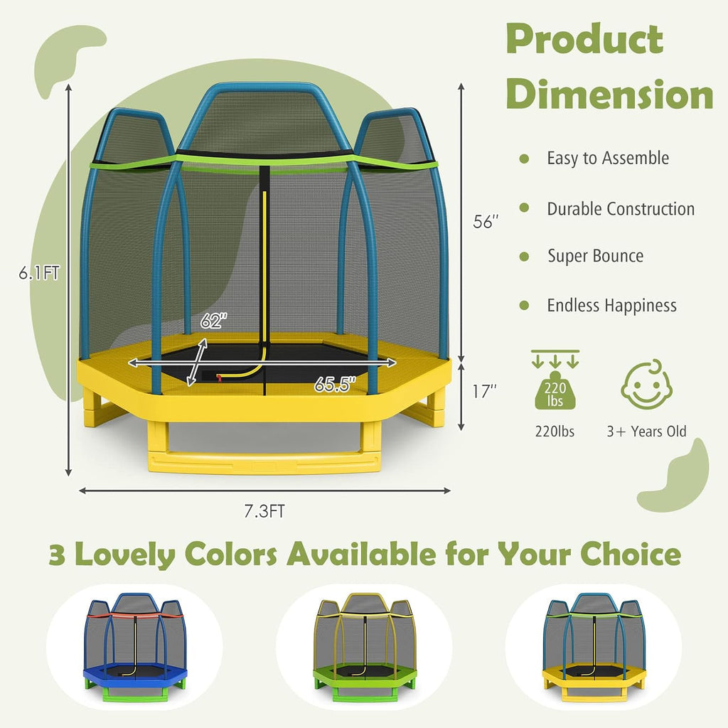 Giantex 7 Ft Trampoline for Kids, Heavy Duty Steel Frame Small Mini Toddler Trampoline, Great Gifts for Boys Girls, Outdoor Indoor Kids Trampoline with Net, for Age 3-8