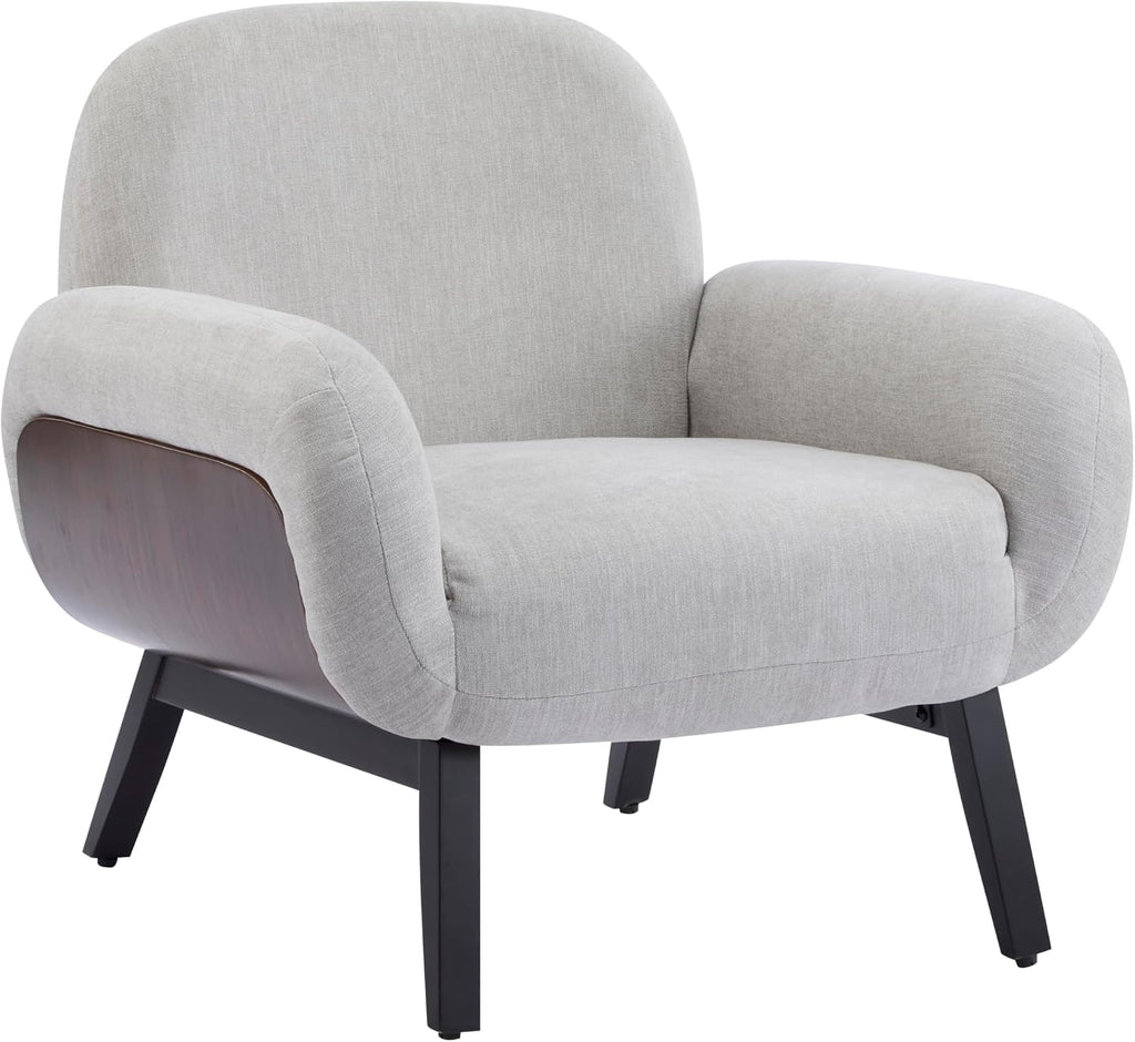 Christopher Knight Home Audrey Modern Fabric Upholstered Accent Chair, Living Room Low Profile Fabric Armchair, Wooden Comfy Reading Chair, Soft Seating Single Lounge Sofa, Light Grey