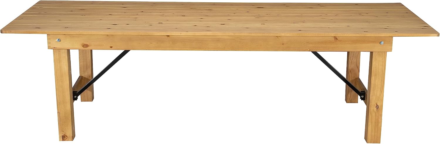 Flash Furniture Hercules Commercial Grade Farmhouse Dining Table | Solid Pine Foldable Table for 10 in Antique Rustic Light Natural | Rustic Charm for Home and Events