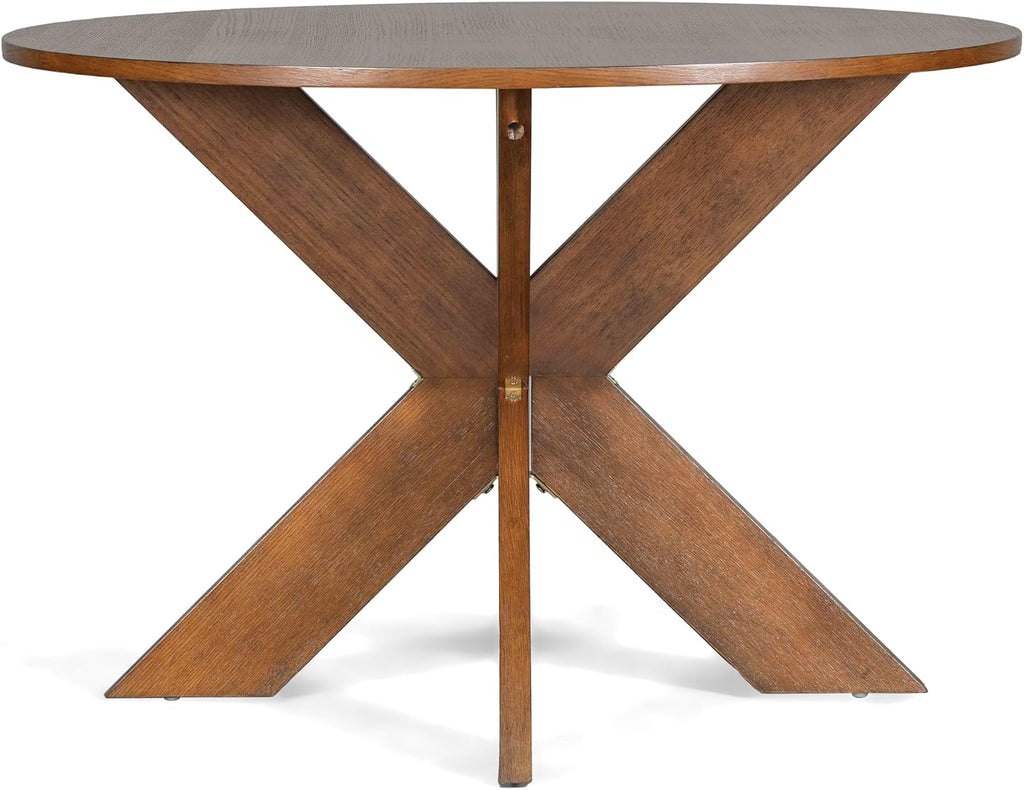 Christopher Knight Home Taliyah Round Dining Table for 5, MDF Round Top Modern Kitchen Table, Premium Quality Farmhouse Dining Room Table, Wooden Accent Table, Brown