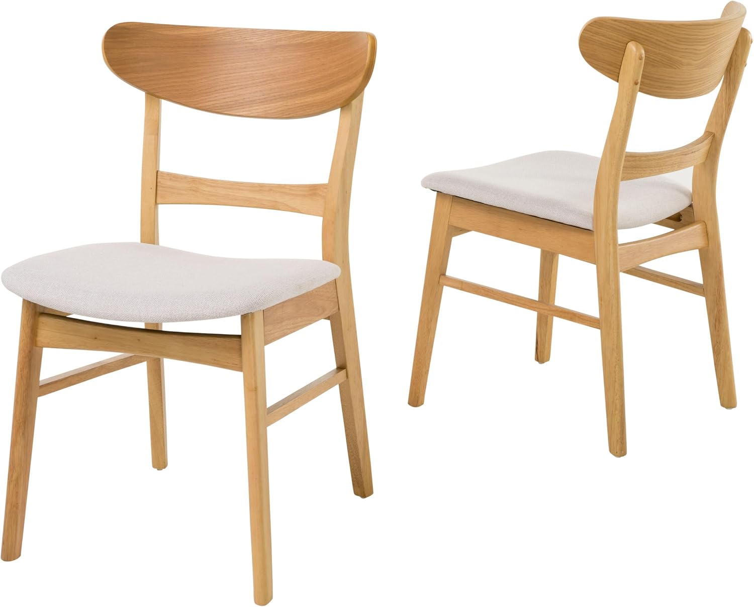 Christopher Knight Home Zeka Wooden Round Dining Table Set for 4, 5 Piece Dining Set, Dining Room Table Set for 4, Kitchen Table with Cross Leg and Upholstered Chairs, Natural + Beige