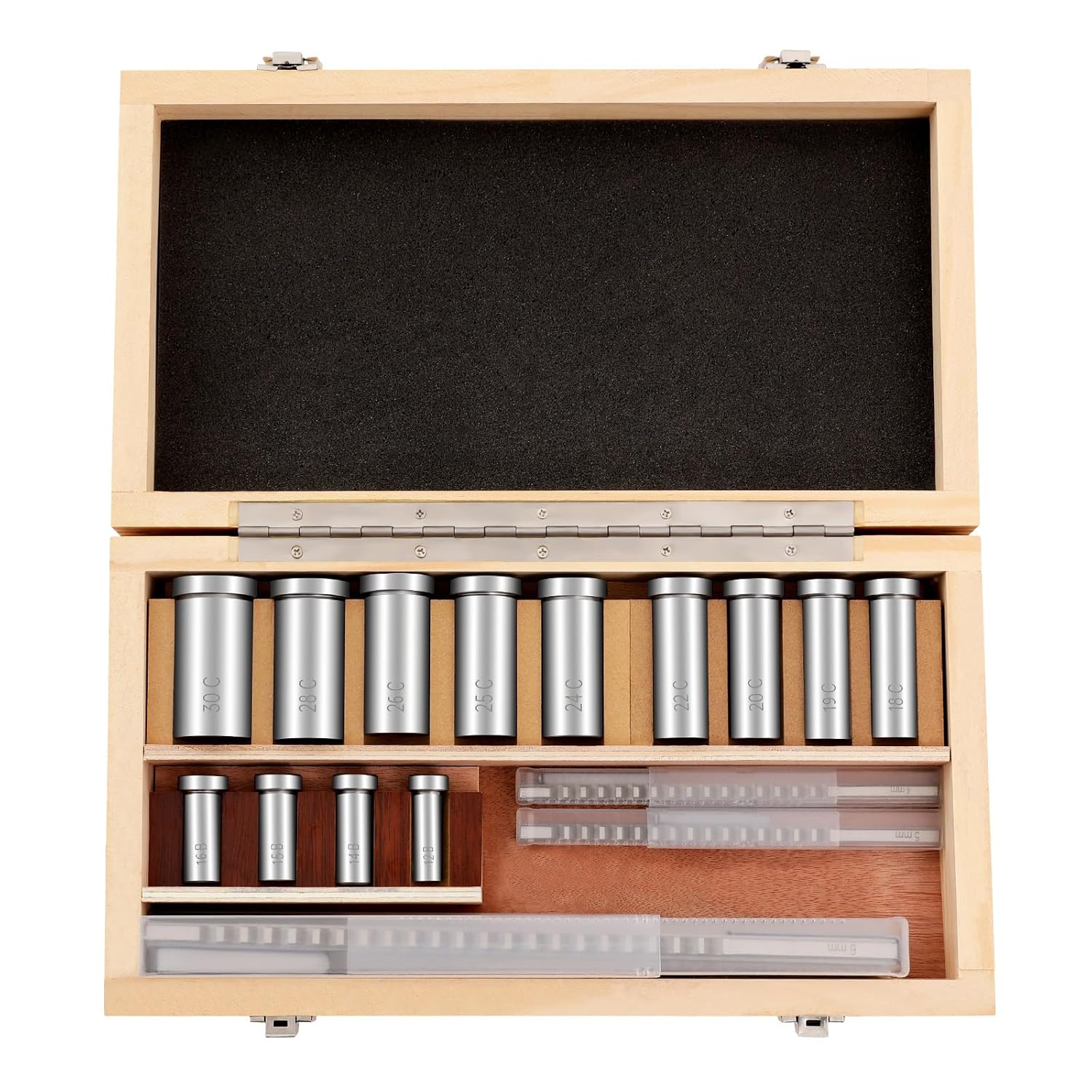 22PCS Keyway Broach Set Metric, 4/5/6/8mm Broach Tool Kit with Bushings & Shims, High-Speed Steel Keyway Cutter for Metalworking, Machining in Sturdy Storage Case