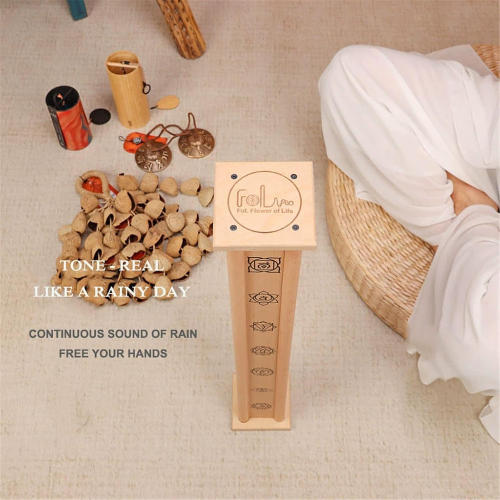 Long Sustain Rain Stick, 20-40 Seconds, Birchwood Rainstick Instrument for Relaxation, Meditation & Healing Sounds (Rainmaker, Ocean Wave Sound Effect)