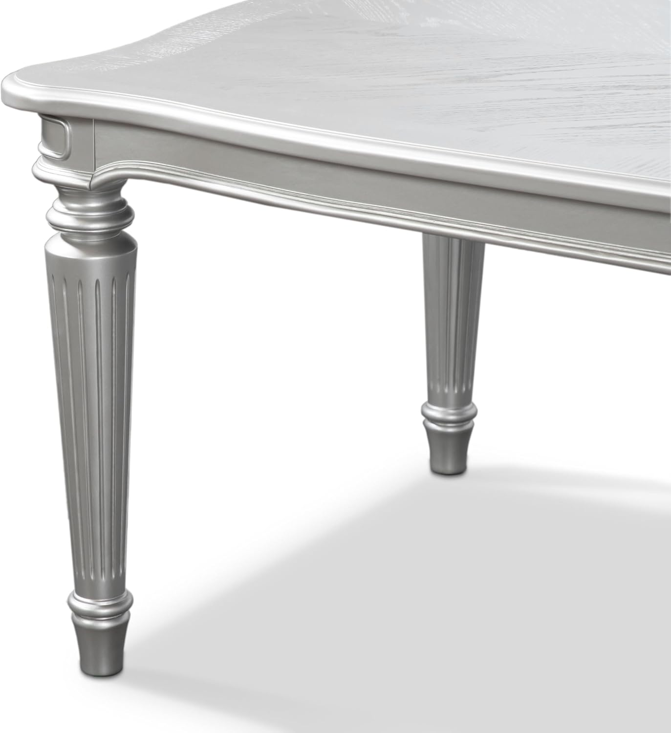 Furniture of America Seabliss Glam Solid Wood 5 Piece Dining Table Set with Upholstered Chairs, Turned Fluted Legs Design, Seats up to 4, for Home, Kitchen, Living Room, Silver