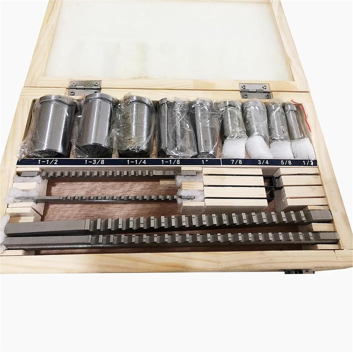 Keyway Cutting Tool 18pcs CNC Keyway Broaches Set 1/2-1-1/2 Broach Bushing Shim High Speed Steel Cutting Tool for CNC Cutting Machine Too