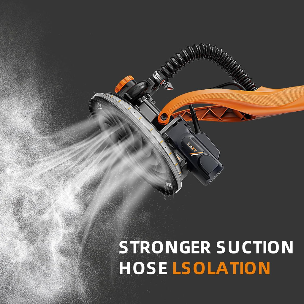 MAXXT Drywall Sander with Vacuum Dust Collection, 6 Variable Speed Foldable Telescopic Electric Wall Sander, Popcorn Ceiling Removal Tool, 1900RPM Power Sander Tool, LED Light, 18Pcs Sanding Discs